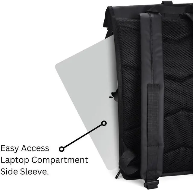 Alt view image 3 of 5 - Pemberton Black Work Backpack - Waterproof Laptop Backpack for Men & Women with Laptop & Tablet Sleeves
