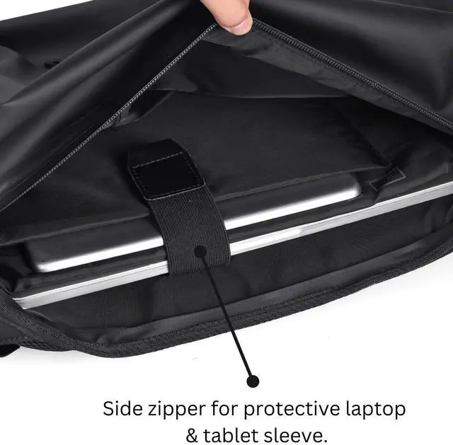 Alt view image 4 of 5 - Pemberton Black Work Backpack - Waterproof Laptop Backpack for Men & Women with Laptop & Tablet Sleeves