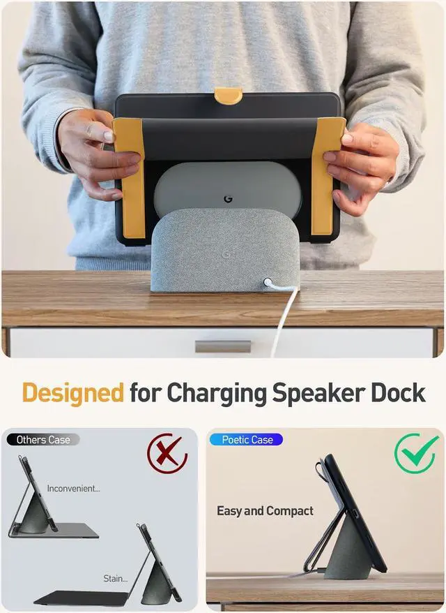 Alt view image 2 of 5 - Poetic Explorer Magnetic Folio Stand Case Designed for Google Pixel Tablet (2023), Magnetic Fidget Mount Case for Google Pixel Tablet, Khaki Yellow