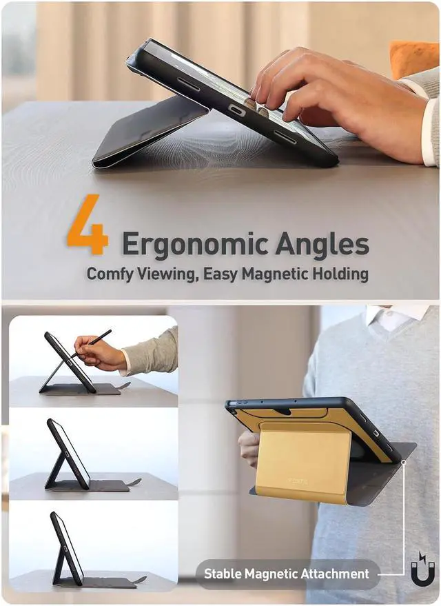 Alt view image 3 of 5 - Poetic Explorer Magnetic Folio Stand Case Designed for Google Pixel Tablet (2023), Magnetic Fidget Mount Case for Google Pixel Tablet, Khaki Yellow