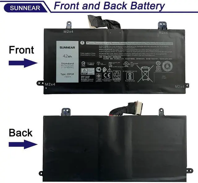 Alt view image 3 of 5 - SUNNEAR J0PGR Laptop Battery Replacement for Dell Latitude 12 5285 E5285 5290 2-in-1 T17G T17G001 T17G002 Series Notebook JOPGR 0J0PGR 0RDYCT RDYCT 1WND8 X16TW 0X16TW FTH6F 0FTH6F FTG78 7.6V 42Wh