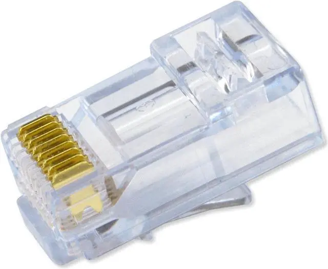 Main image of Simply45 Unshielded Pass-Through RJ45 Modular Plugs - 24AWG Solid for CAT5e UTP Cables and 28-26AWG Stranded - Light Blue Tint - 100 Piece Jar - S45-1500