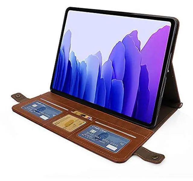 Alt view image 3 of 5 - Case for Samsung Galaxy Tab S10 Ultra/S9 Ultra/S8 Ultra 14.6-inch, Techcircle Folio Stand PU Leather Cover with Hand Strap, Crossbody Case w/Pen Holder Card Slots Envelope Pocket Wallet Case, Coffee
