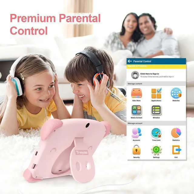 Alt view image 3 of 5 - Kids Tablet 7 Toddler Tablet for Kids, Children Learning Tablet for Toddlers, Kids Android Tablet with WiFi Touch Screen, Parental Control, Kids Learning Apps, Gift for Toddlers Ages 3 to 14 (Pink)