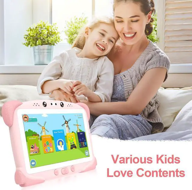 Alt view image 4 of 5 - Kids Tablet 7 Toddler Tablet for Kids, Children Learning Tablet for Toddlers, Kids Android Tablet with WiFi Touch Screen, Parental Control, Kids Learning Apps, Gift for Toddlers Ages 3 to 14 (Pink)