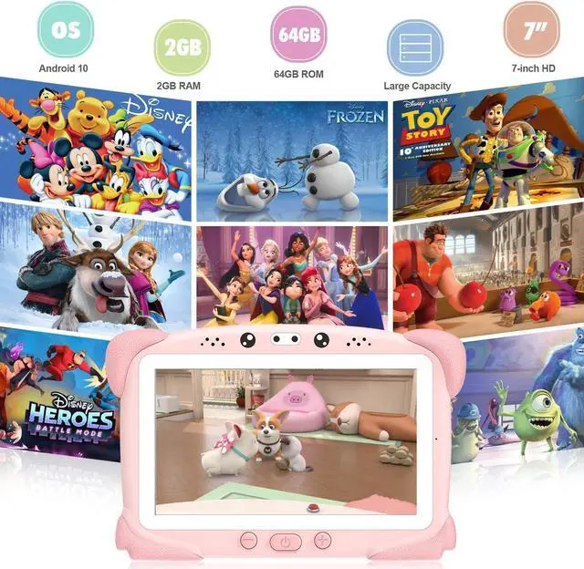 Alt view image 5 of 5 - Kids Tablet 7 Toddler Tablet for Kids, Children Learning Tablet for Toddlers, Kids Android Tablet with WiFi Touch Screen, Parental Control, Kids Learning Apps, Gift for Toddlers Ages 3 to 14 (Pink)