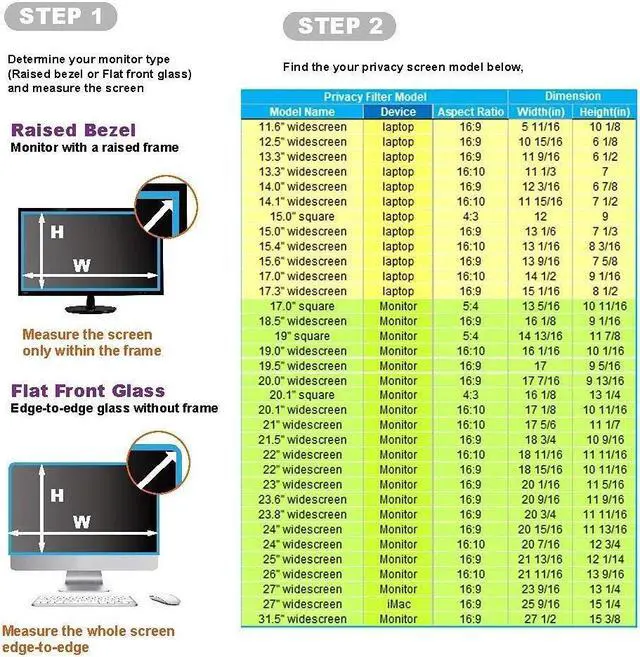 Alt view image 3 of 5 - WELINC 21 Inch (Measured diagonally) 16:10 Wide -Monitor Privacy Screen Filter - Width 17.8 Inch (452 mm), Height 11.14 Inch (283 mm) Except Edges - Please Check The Dimensions of The Screen!