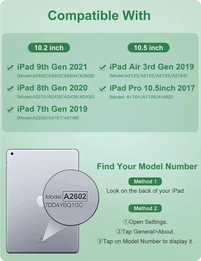 Alt view image 2 of 5 - Hamile for iPad 9th/8th/7th Generation Case with Keyboard - Keyboard Case for iPad 10.2 Inch, 7 Colors Backlit Detachable Folio Cover with Pencil Holder for iPad Pro 10.5-inch/iPad Air 3rd Gen (Green)