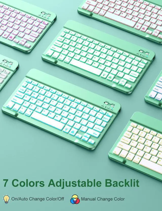 Alt view image 4 of 5 - Hamile for iPad 9th/8th/7th Generation Case with Keyboard - Keyboard Case for iPad 10.2 Inch, 7 Colors Backlit Detachable Folio Cover with Pencil Holder for iPad Pro 10.5-inch/iPad Air 3rd Gen (Green)