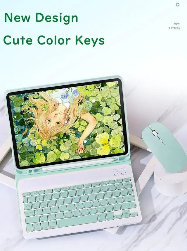 Alt view image 4 of 5 - YEEHi Color Keyboard Case for iPad Pro 11 4th Gen, iPad Pro 11" 3rd Gen - Detachable Wireless Bluetooth Keyboard Cover with Mouse (LightBlue)
