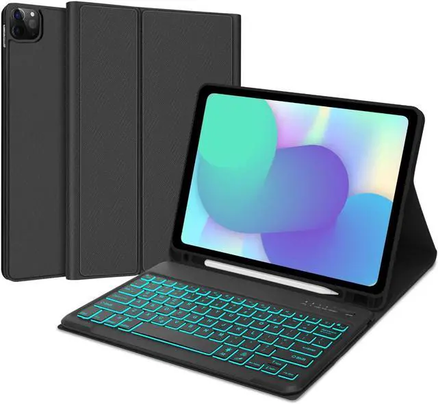 Main image of Keyboard Case for iPad Air 13-inch (M2, 2024) & iPad Pro 12.9 (6th 2022/5th 2021/4th 2020/3rd 2018 Gen), Detachable Bluetooth Keyboard| Smart 7 Color Backlit| Slim Protection Cover with Pencil Holder