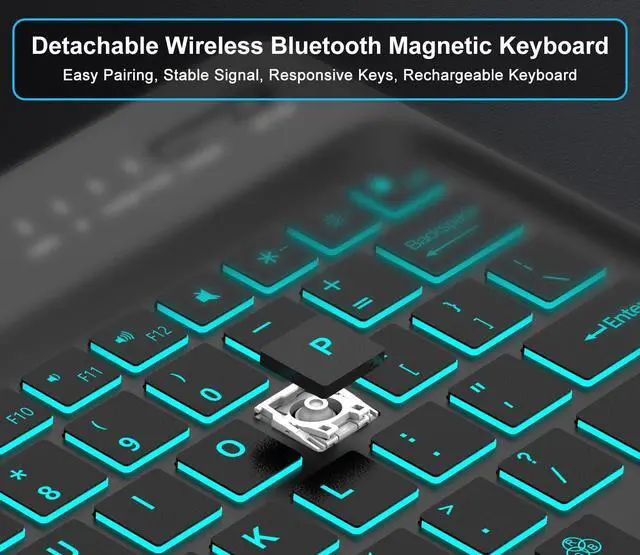 Alt view image 4 of 5 - Keyboard Case for iPad Air 13-inch (M2, 2024) & iPad Pro 12.9 (6th 2022/5th 2021/4th 2020/3rd 2018 Gen), Detachable Bluetooth Keyboard| Smart 7 Color Backlit| Slim Protection Cover with Pencil Holder