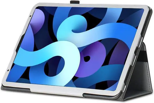 Alt view image 3 of 5 - SaharaCase Folio Case for Apple iPad Air 10.9" (4th Generation 2020 and 5th Generation 2022) [Shockproof Bumper] Rugged Protection Antislip Grip Leather Kickstand (Gray)