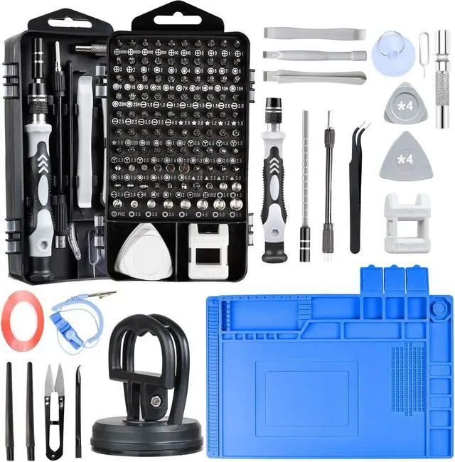 Main image of Precision Screwdriver Set, Electronics Repair Tool Kit with Anti Static Mat, ESD Wristband,Fast Home Multi-Types Drivers for Phone, Computer, Laptop (Black)