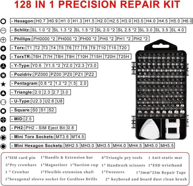 Alt view image 3 of 5 - Precision Screwdriver Set, Electronics Repair Tool Kit with Anti Static Mat, ESD Wristband,Fast Home Multi-Types Drivers for Phone, Computer, Laptop (Black)