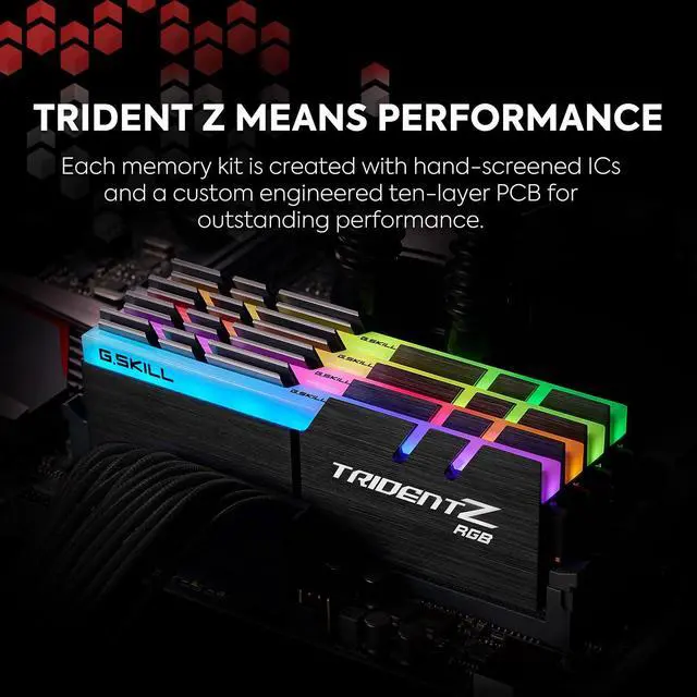 Alt view image 2 of 5 - G.SKILL Trident Z RGB Series (XMP) DDR4 RAM 32GB (2x16GB) 3200MT/s CL16-18-18-38 1.35V Intel AMD Desktop Computer Memory UDIMM (F4-3200C16D-32GTZR)