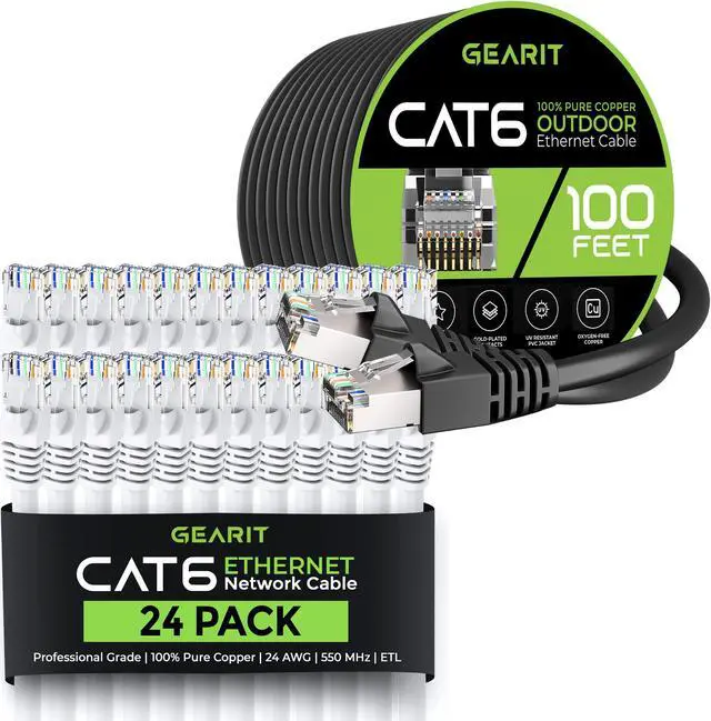 Main image of GEARit 24Pack 0.5ft Cat6 Ethernet Cable & 100ft Cat6 Cable