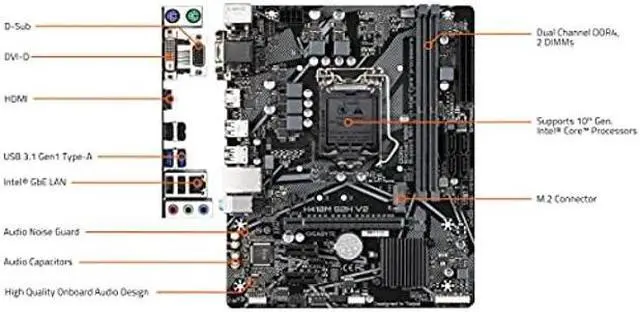 Alt view image 5 of 5 - GIGABYTE H410M S2H V2 (LGA 1200/ Intel/ H470/ Micro-ATX/M.2/ SATA 6Gb/s/USB 3.2 Gen 1/ Motherboard)