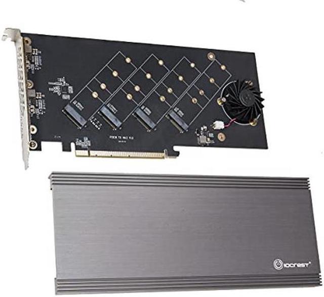 IO Crest Quad M.2 NVMe PCIe 4.0 x4 PCIe x16 Expansion Card NVMe M.2 up to  256Gbps for AMD 3rd Ryzen sTRX40, AM4 Socket and Intel VROC NVMe Raid, PCIe 