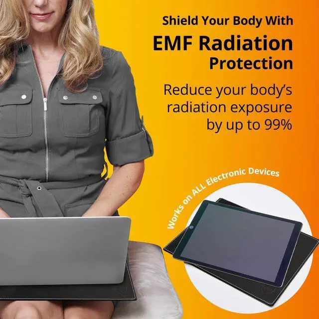 Alt view image 3 of 5 - Shield Your Body - Laptop Lap Pad with SaferBody, Anti Radiation Shield & Heat Shield Pad, EMF Blocker Laptop Pad for Up to 14in.Wide Device (13.8 x 10.7 inches), Jet Black PU Leather Color