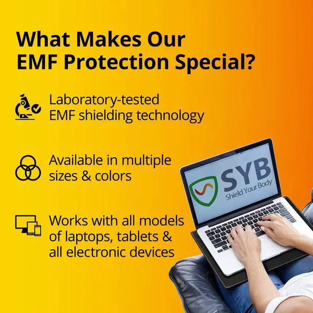 Alt view image 5 of 5 - Shield Your Body - Laptop Lap Pad with SaferBody, Anti Radiation Shield & Heat Shield Pad, EMF Blocker Laptop Pad for Up to 14in.Wide Device (13.8 x 10.7 inches), Jet Black PU Leather Color