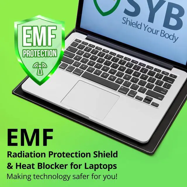Alt view image 2 of 5 - Shield Your Body - Laptop Lap Pad with SaferBody, Anti Radiation Shield & Heat Shield Pad, EMF Blocker Laptop Pad for Up to 14in.Wide Device (13.8 x 10.7 inches), Jet Black PU Leather Color