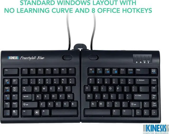 Alt view image 2 of 5 - KINESIS Freestyle2 Blue Wireless Ergonomic Keyboard for PC (9" Separation), Dark Gray