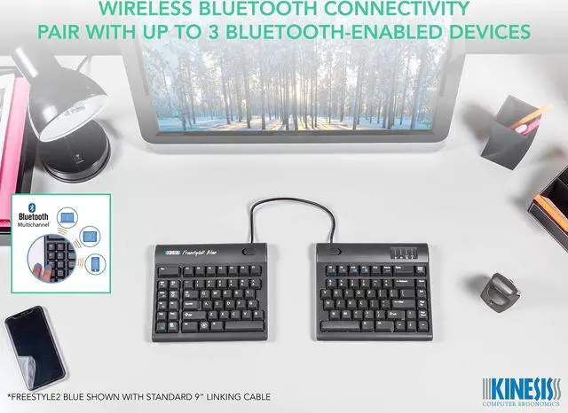 Alt view image 4 of 5 - KINESIS Freestyle2 Blue Wireless Ergonomic Keyboard for PC (9" Separation), Dark Gray