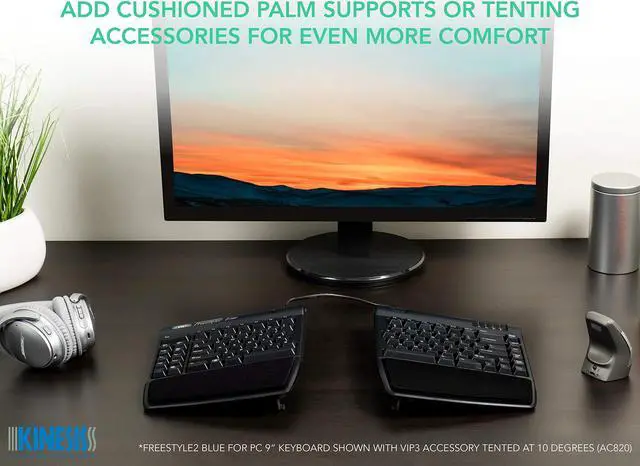 Alt view image 5 of 5 - KINESIS Freestyle2 Blue Wireless Ergonomic Keyboard for PC (9" Separation), Dark Gray
