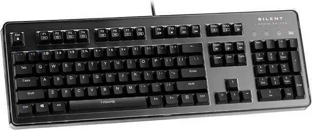 Main image of i-rocks K76M Custom Silent Mechanical Keyboard 104 Keys, with Swappable Panel (4 Skins Included), Transparent Housing and Onboard Memory for Macro Recordings (i-rocks Silent Red Switches, Black)