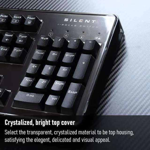 Alt view image 4 of 5 - i-rocks K76M Custom Silent Mechanical Keyboard 104 Keys, with Swappable Panel (4 Skins Included), Transparent Housing and Onboard Memory for Macro Recordings (i-rocks Silent Red Switches, Black)