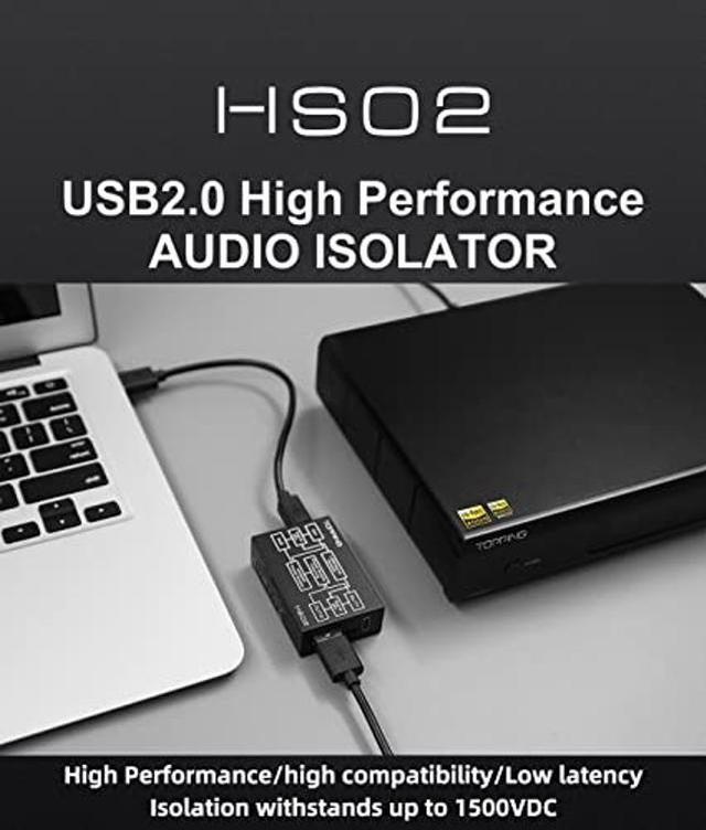 Alt view image 2 of 5 - KGUSS Topping HS02 USB2.0 Audio Isolator withstands up to 1500VDC, USB-B and Type-C Input, USB-A and Type-C Output, Compatible with PCM32bit 768kHz DSD512