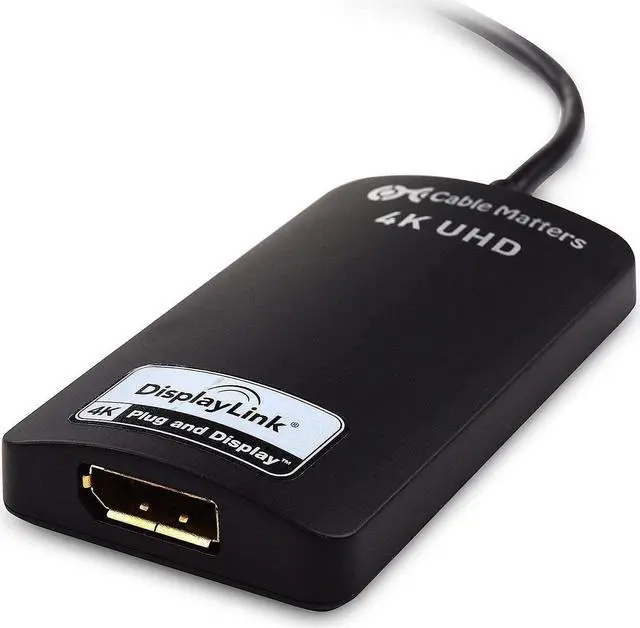 Alt view image 3 of 5 - Cable Matters USB to DisplayPort Adapter (USB 3.0 to DisplayPort Adapter, USB 3 to DisplayPort Adapter, USB to DP Adapter) Supporting 4K Resolution for Windows & Ultra Mini 4 Port USB Hub