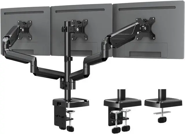 Main image of MOUNTUP Triple Monitor Mount, Three Monitor Desk Mount for Max 27 inch Computer Screens, Triple Monitors Stand with Gas Spring, Monitors Arm with Swivel, Tilt, Rotation, Each Arm Holds Up to 19.8 lbs