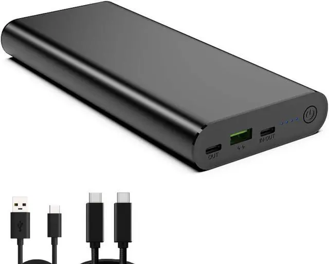 Main image of SunJack 100 Watt Power Bank Battery with 25600mAh Capacity, Portable and Quick Charge Laptop Charger with Rapid Re-Charge Technology, Two USB-C Ports, USB3.0 Port, E-Marker Cable Included