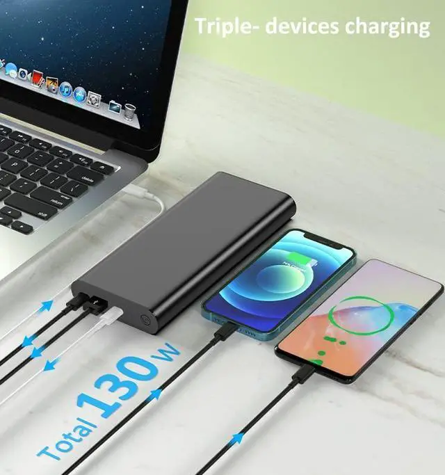 Alt view image 4 of 5 - SunJack 100 Watt Power Bank Battery with 25600mAh Capacity, Portable and Quick Charge Laptop Charger with Rapid Re-Charge Technology, Two USB-C Ports, USB3.0 Port, E-Marker Cable Included