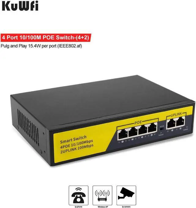 Alt view image 5 of 5 - KuWFi Bundle of Goods 900Mbps Wireless WiFi Bridge and 6-Ports PoE Ethernet Network Switch