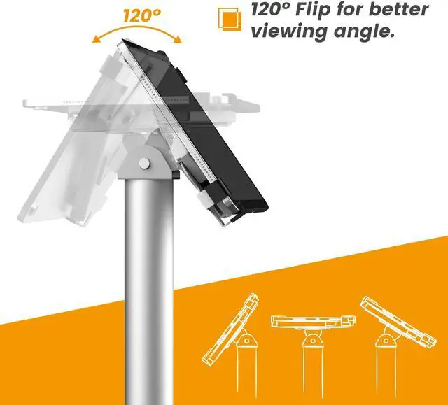 Alt view image 5 of 5 - Beelta Universal Tablet Floor Stand Diagonal Clamp, Compatible with iPad 9.7 to 12.9 Inch, Durable Metal Construction, Anti-Theft, 145-degree Rotation, 360-degree Viewing, Unobstructed Access