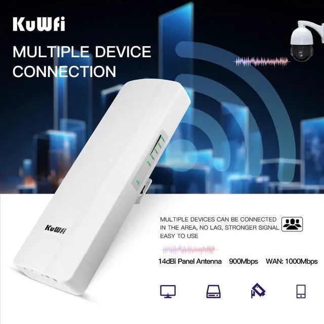 Alt view image 2 of 5 - KuWFi 5.8G 3KM Gigabit Wireless WiFi Bridge Point to Point Outdoor Work for Starlink Satellite Signal Extend Outdoor Super Long Range WiFi Router Bridge 1000Mbps Ethernet Port 24V PoE Power 2-Pack