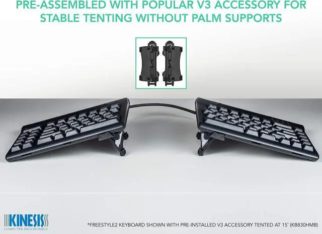 Alt view image 4 of 5 - Kinesis Freestyle2 Ergonomic Keyboard w/ V3 Lifters for PC (9" Separation)