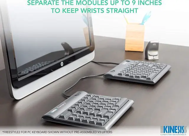 Alt view image 3 of 5 - Kinesis Freestyle2 Ergonomic Keyboard w/ V3 Lifters for PC (9" Separation)