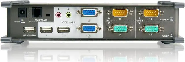Alt view image 3 of 5 - IOGEAR 2-Port Dual View KVM Switch with Audio and USB Peripheral Sharing, w/Full Set of Cables, (GCS1742 TAA Compliant)