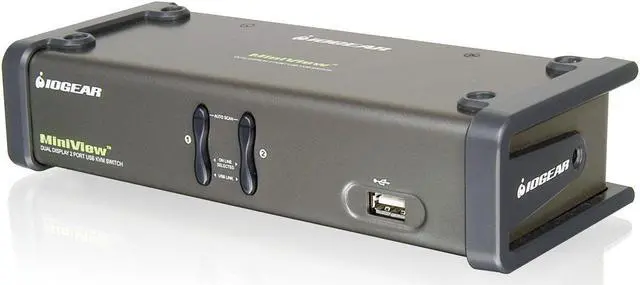 Alt view image 4 of 5 - IOGEAR 2-Port Dual View KVM Switch with Audio and USB Peripheral Sharing, w/Full Set of Cables, (GCS1742 TAA Compliant)