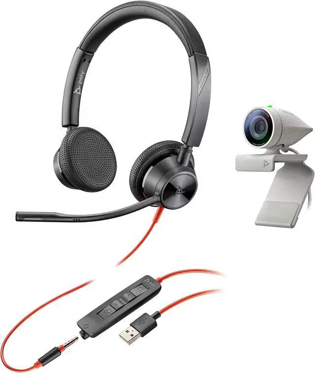 Main image of Poly - Studio P5 Webcam with Blackwire 3325 Headset Kit (Plantronics + Polycom) - 1080p HD Professional Video Conferencing Camera & Stereo Audio Wired Headset USB-A - Certified for Zoom & Teams
