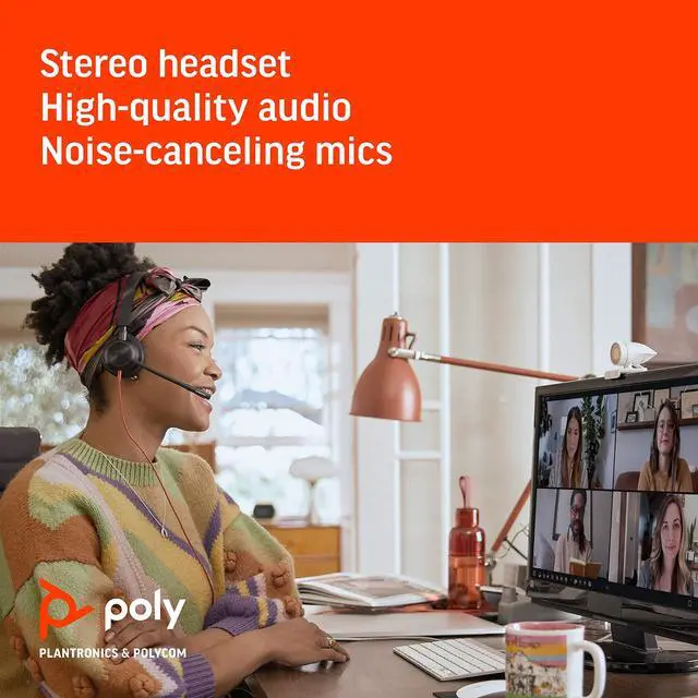 Alt view image 3 of 5 - Poly - Studio P5 Webcam with Blackwire 3325 Headset Kit (Plantronics + Polycom) - 1080p HD Professional Video Conferencing Camera & Stereo Audio Wired Headset USB-A - Certified for Zoom & Teams
