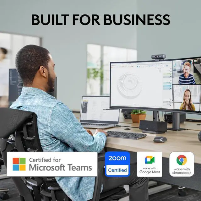 Alt view image 2 of 5 - Logitech Brio 505 Full HD Webcam with auto Light Correction, auto-framing, Show Mode, Dual Noise Reduction mics, Privacy Shutter - Works with Microsoft Teams, Google Meet, Zoom, TAA Compliant
