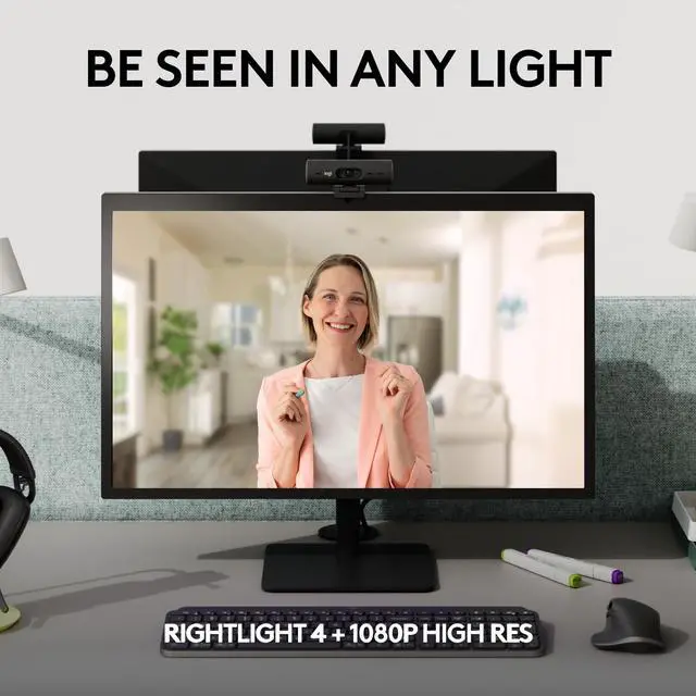Alt view image 4 of 5 - Logitech Brio 505 Full HD Webcam with auto Light Correction, auto-framing, Show Mode, Dual Noise Reduction mics, Privacy Shutter - Works with Microsoft Teams, Google Meet, Zoom, TAA Compliant