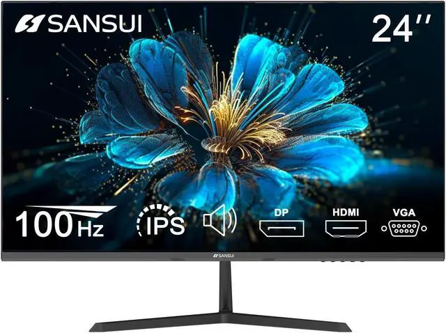 Main image of SANSUI 24 inch Monitor, IPS Display Computer Monitor with Built-in Speakers, 100Hz Monitor VESA Mount with DisplayPort HDMI VGA Inputs, FHD Monitor for Home Office (ES-24x3A HDMI Cable Included)