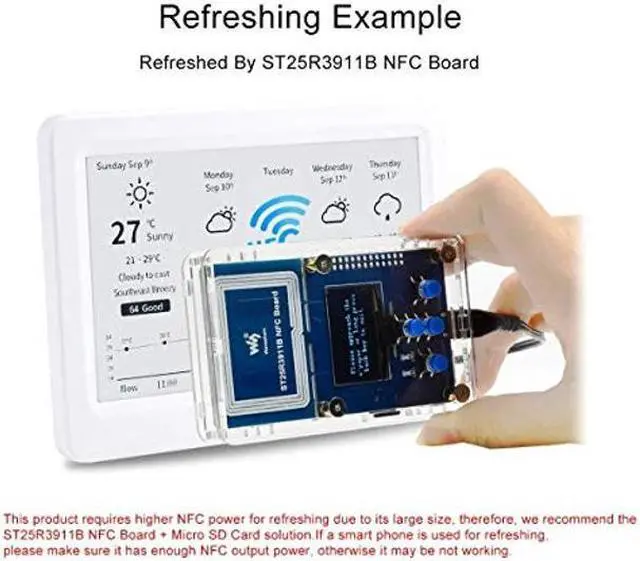 Alt view image 5 of 5 - waveshare 7.5inch Passive NFC-Powered e-Paper Display V2 Black/White e-Ink Screen, Wireless Powering and Data Transfer No Battery Required, Refresh by Smartphone with NFC Function or NFC Reader