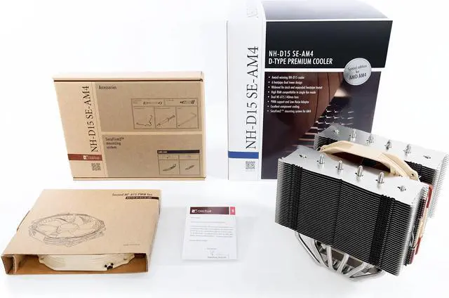 Alt view image 4 of 5 - Noctua NH-D15 SE-AM4 CPU Cooler with NA-HC4 chromax.Black Heatsink Covers